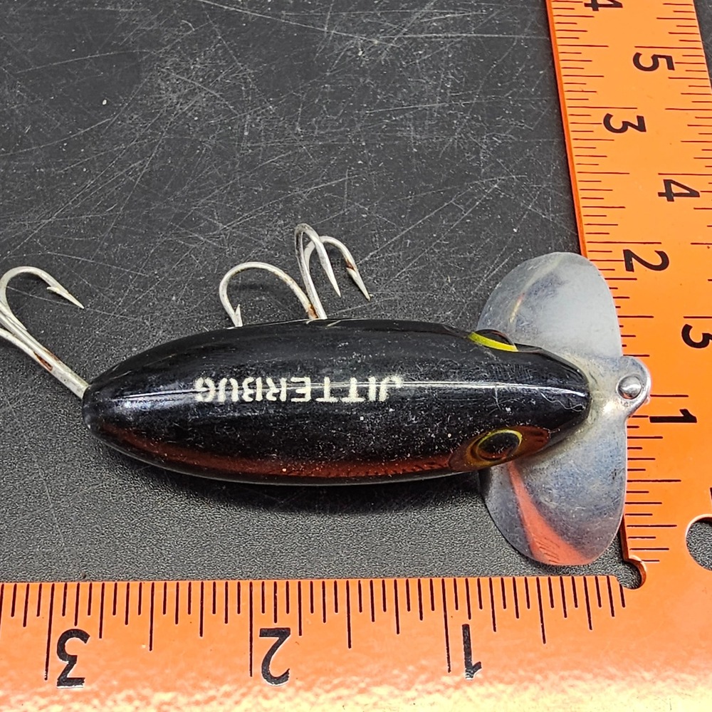 Fred Arbogast Jitterbug Vintage Topwater Fishing Lure Black 3"